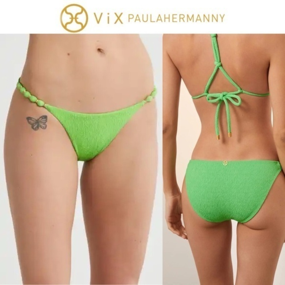 ViX Firenze Gold Beads String Bikini Bottom Lime Green Sz M